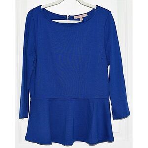 Casual Couture Royal Blue Peplum Top (may fit like sz S)—Made in USA